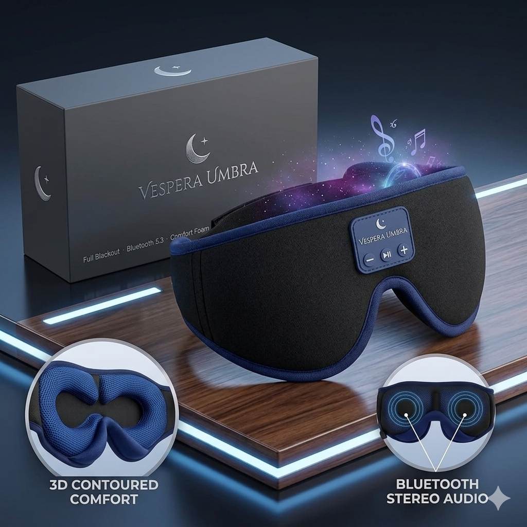 Vespera Umbra Contoured Audio Sleep Mask | Bluetooth 5.2 Blackout Design for Side Sleepers