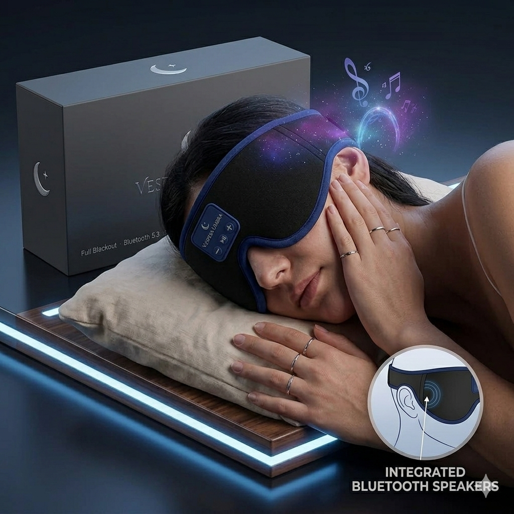 Vespera Umbra Contoured Audio Sleep Mask | Bluetooth 5.2 Blackout Design for Side Sleepers